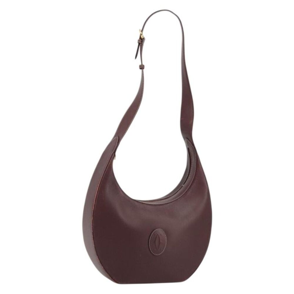 Cartier Vintage Must De Cartier Leather Burgundy Leather Shoulder Bag Bag